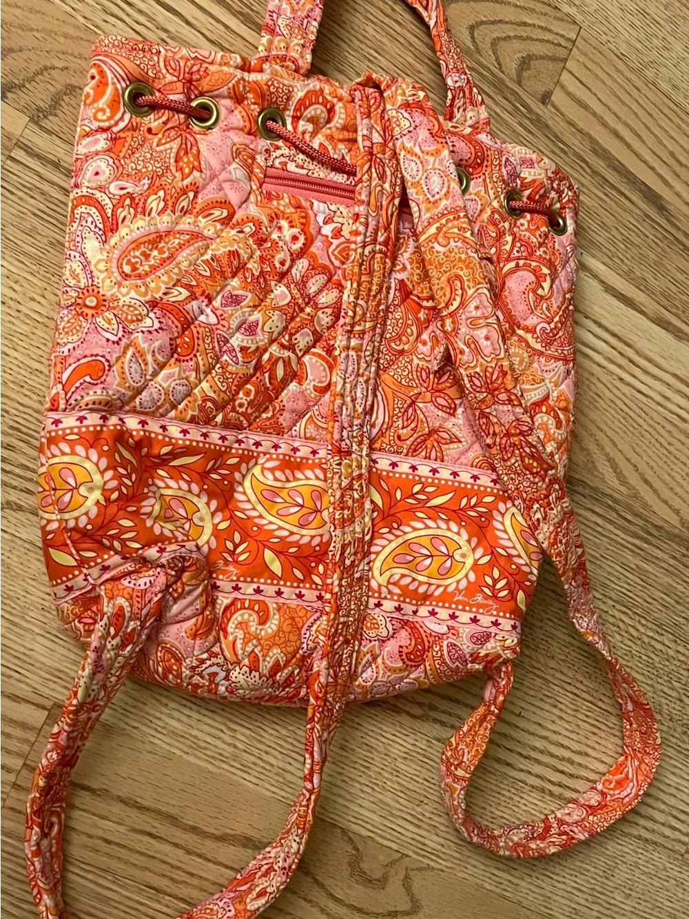 Vera Bradley Orange Paisley Drawstring Backpack